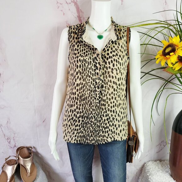 J. Crew leopard print sleeveless blouse - Picture 3 of 7